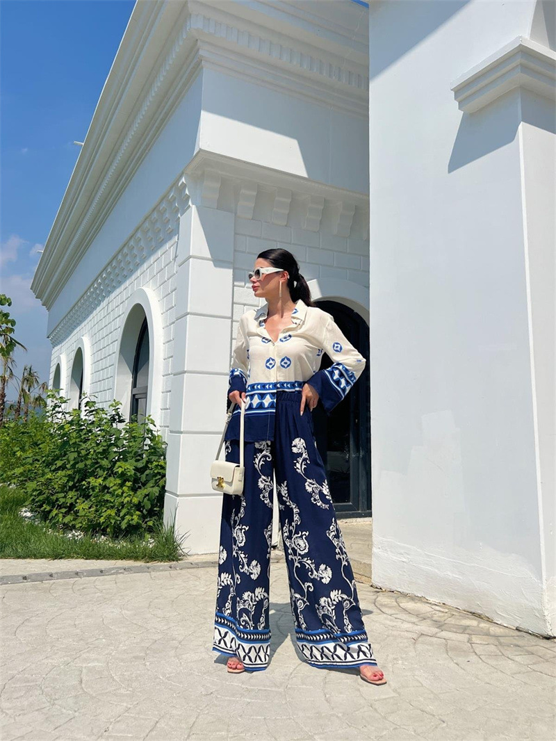 Regular Fit Fit Type Color Block Pattern Holiday Women's Vacation Color Block Polyester Printing Pant Co-ord Set Pants Sets