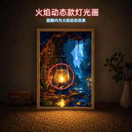 万圣节动态灯光画高级氛围感桌面摆台挂画中古风马灯跨境新款