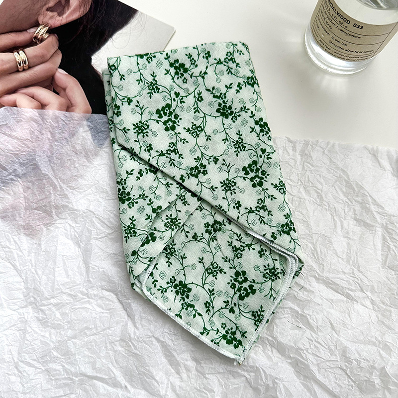 55 bufanda de seda, cinturón para el cabello, algodón y lino, bufanda cuadrada pequeña, arte coreano, moda de todo fósforo, primavera y otoño, nueva bufanda de temperamento, bufanda