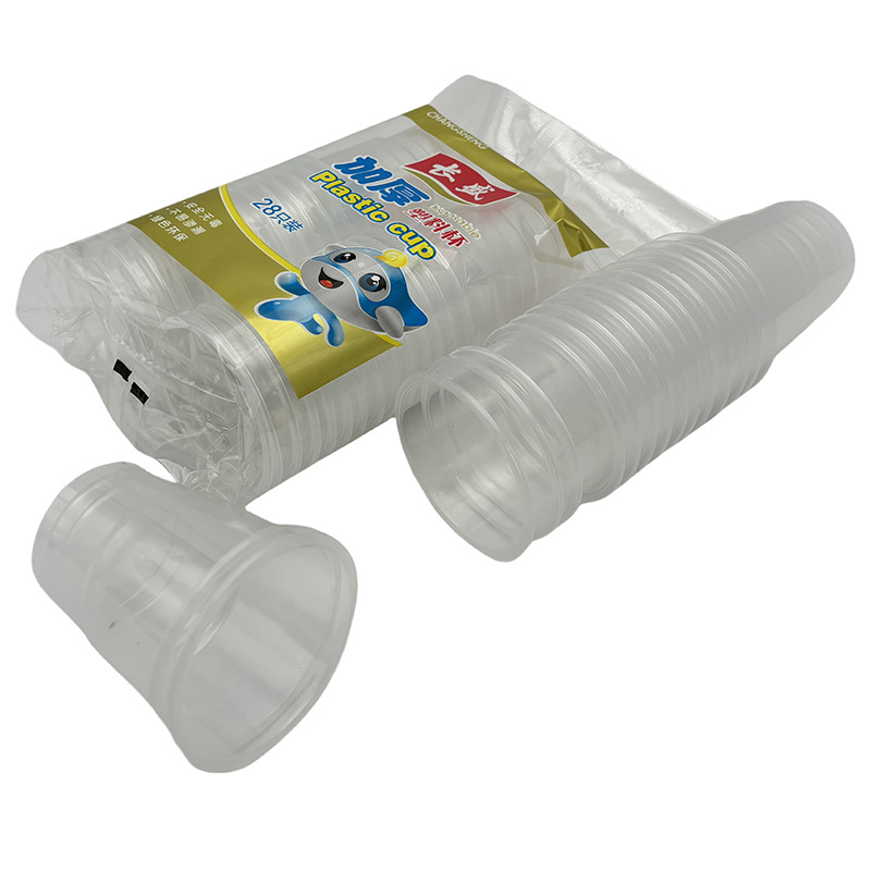 L5413 28pc taza desechable taza de plástico espesa pequeña taza de agua doméstica taza de aire taza de menú comercial transparente