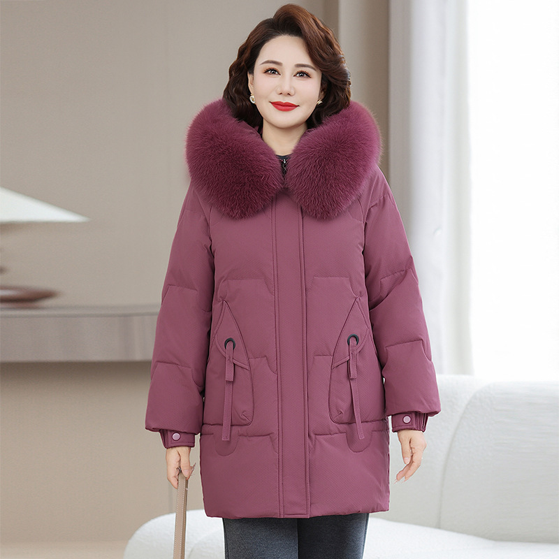 Counter-Quality Mid-Length down Jacket for Women in Winter New Classy Foreign-Style Middle-Aged Mother's Winter Cold-Proof Jacket