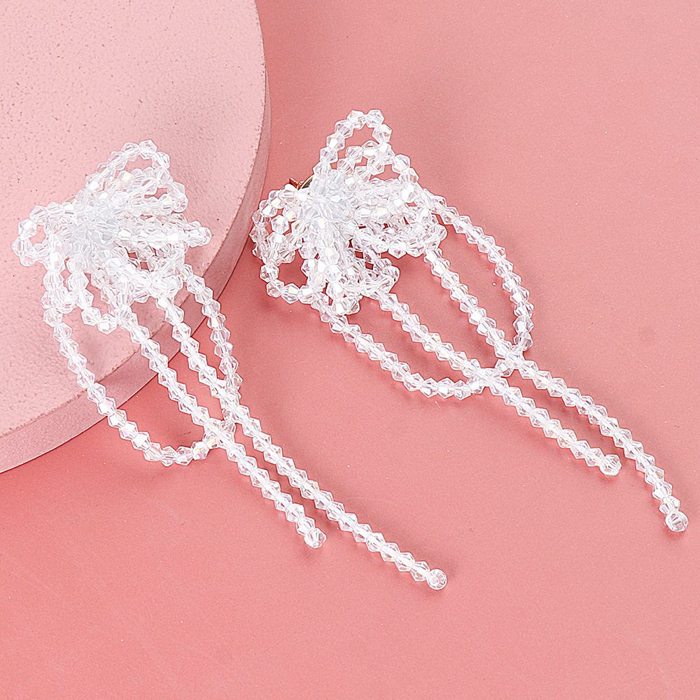 Korean Crystal Tassel Long Earrings Wholesale Nihaojewelry display picture 4