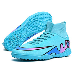 跨境大碼2024新款兒童足球鞋男青少年學生碎釘長釘比賽訓練運動鞋