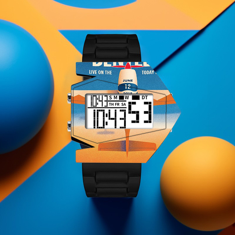 Reloj electrónico de estudiantes de escuela secundaria de moda nocturna multifuncional personalidad al aire libre alarma de avión reloj electrónico