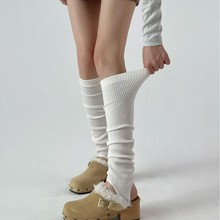 韩国=羊毛纯色半脚踩脚袜套m系芭蕾风长筒袜百搭慵懒堆叠小腿袜