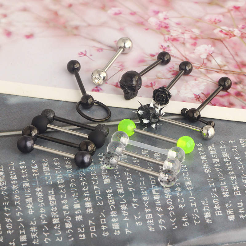 Plating Design 1 Set Tongue Rings Simple Style Classic Style Solid Color 304 Stainless Steel Plating Tongue Rings