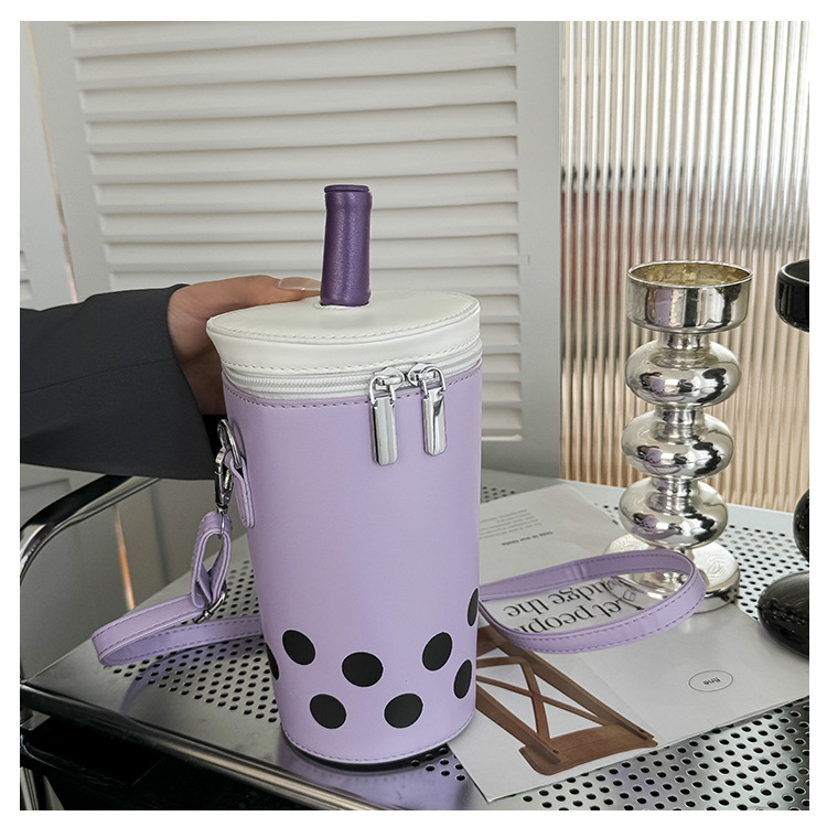Milk Tea Cup Personalized Women's Single Shoulder Crossbody Trendy New 2024 Explosive Korean Fresh Water Bucket Bag_voghion.com