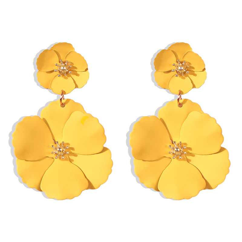 Pendientes de flores de color europeos y americanos, moda creativa para mujer, pintura retro con spray, pendientes de flores multicolor para studs, opcional image 7