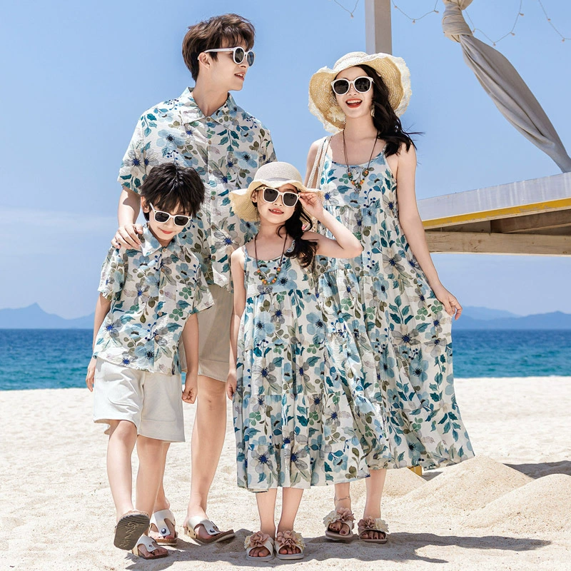 Пляжная одежда родителей и детей Санья Путешествие на пляже