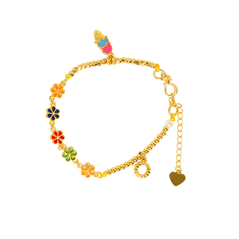 Vietnam oro de oro goteo de aceite de flores ligeras de lujo nicho pulsera de alto rendimiento no se desvanecerá fabricantes de joyas