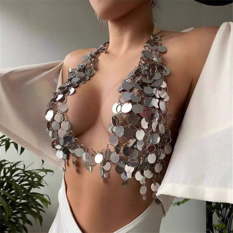 European and American Vest Sequin Ring Vest Multi-Layer Handmade Top Tube Top Vest Bra Chest Chain Body Chain 25779 European and American Vest Sequin Ring Vest Multi-Layer Handmade Top Tube Top Vest Bra Chest Chain Body Chain 25779