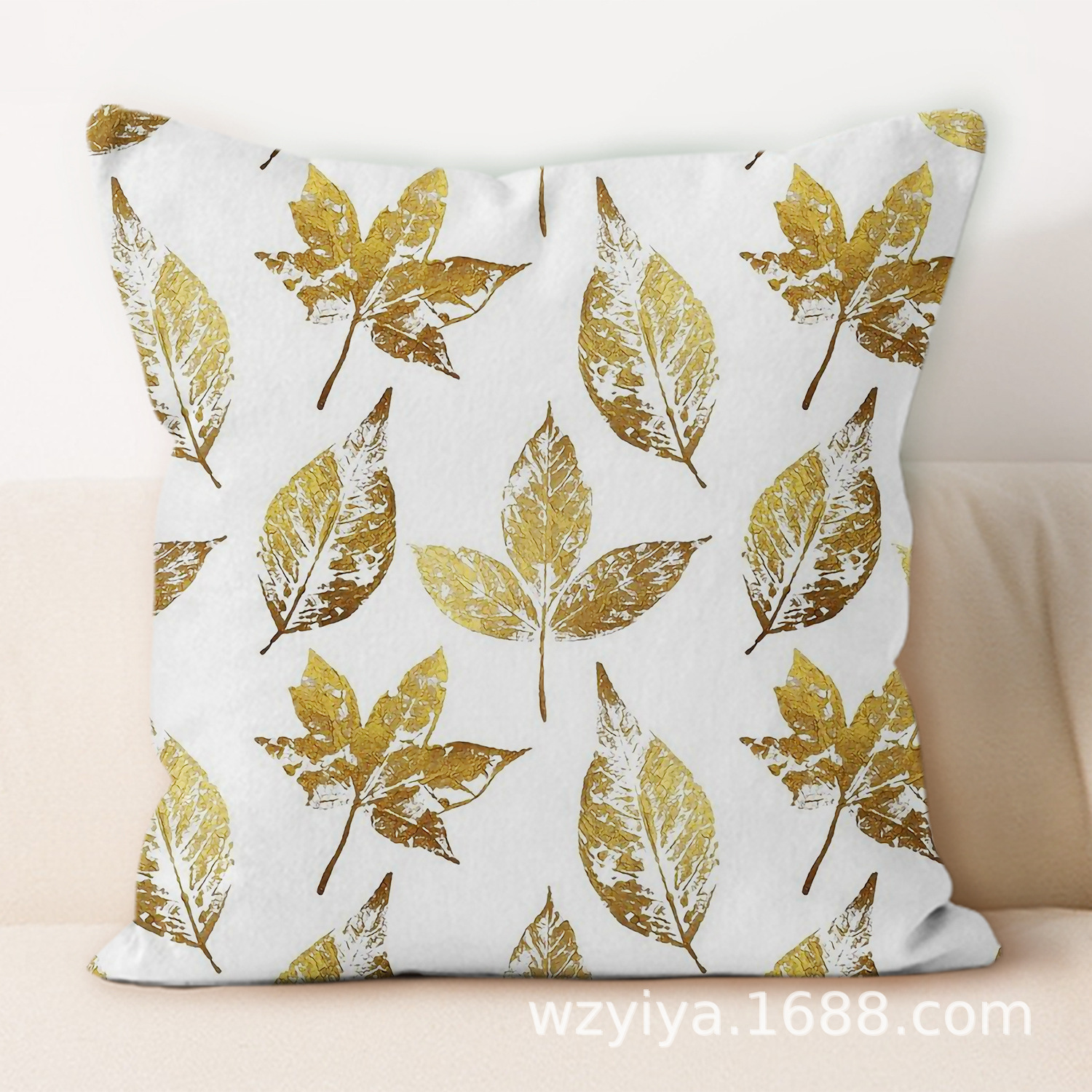 almohada de hoja estampada simple y moderna decoración del sofá de la sala de estar almohada de cabecera de cama cuadrada desmontable