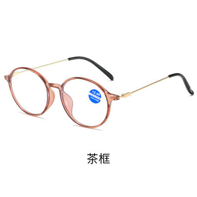 New TR90 anti-blue light reading glasses with metal legs, round frame reading glasses, trendy flat glasses wholesale YY