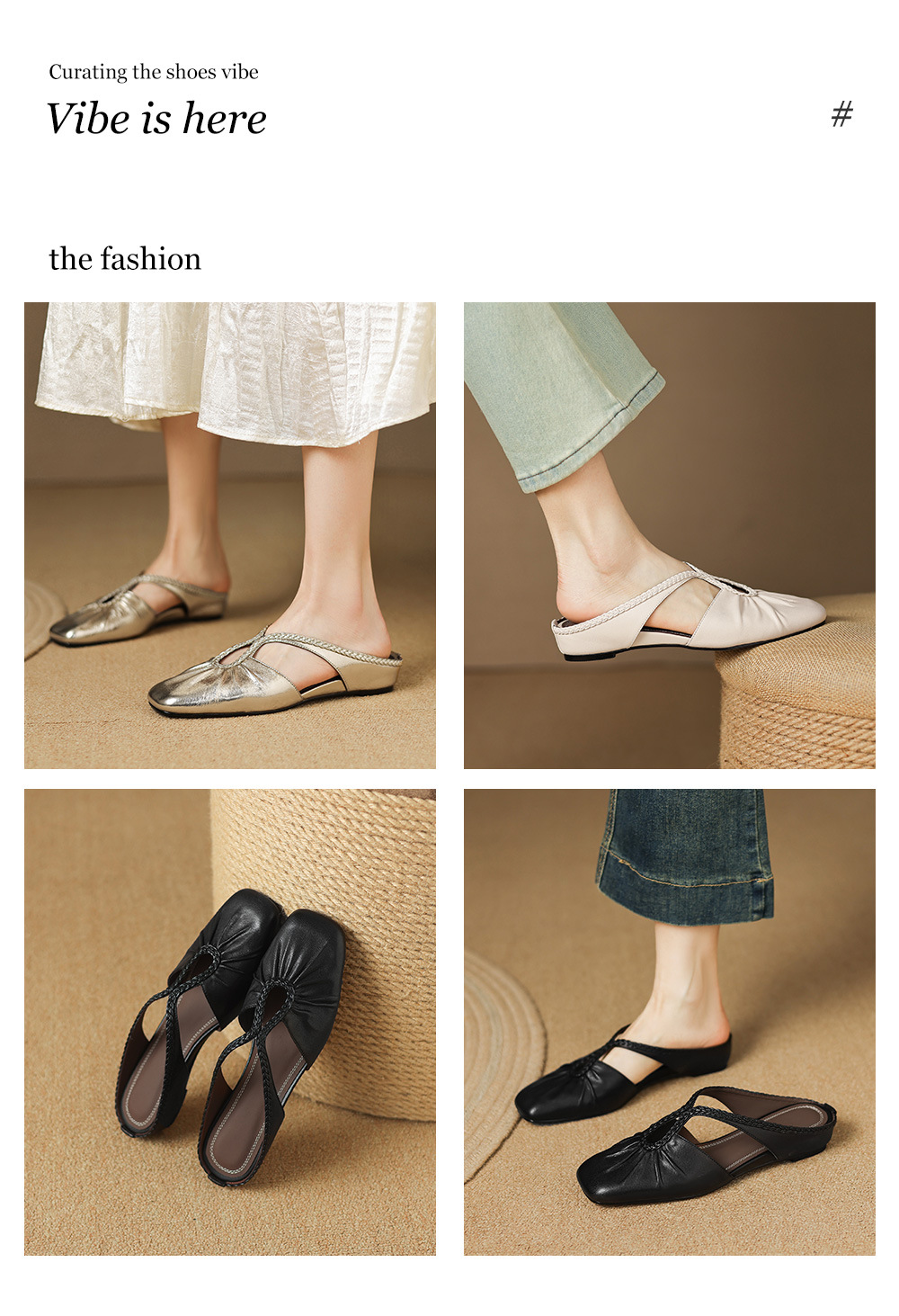 Dép sandal nữ quai chữ V đế bệt mũi tròn phong cách đơn giản — đen chi tiết 2
