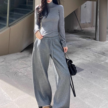 立体剪裁磨毛加绒韩式休闲套装女秋冬打底衫裤子两件套套装女2025