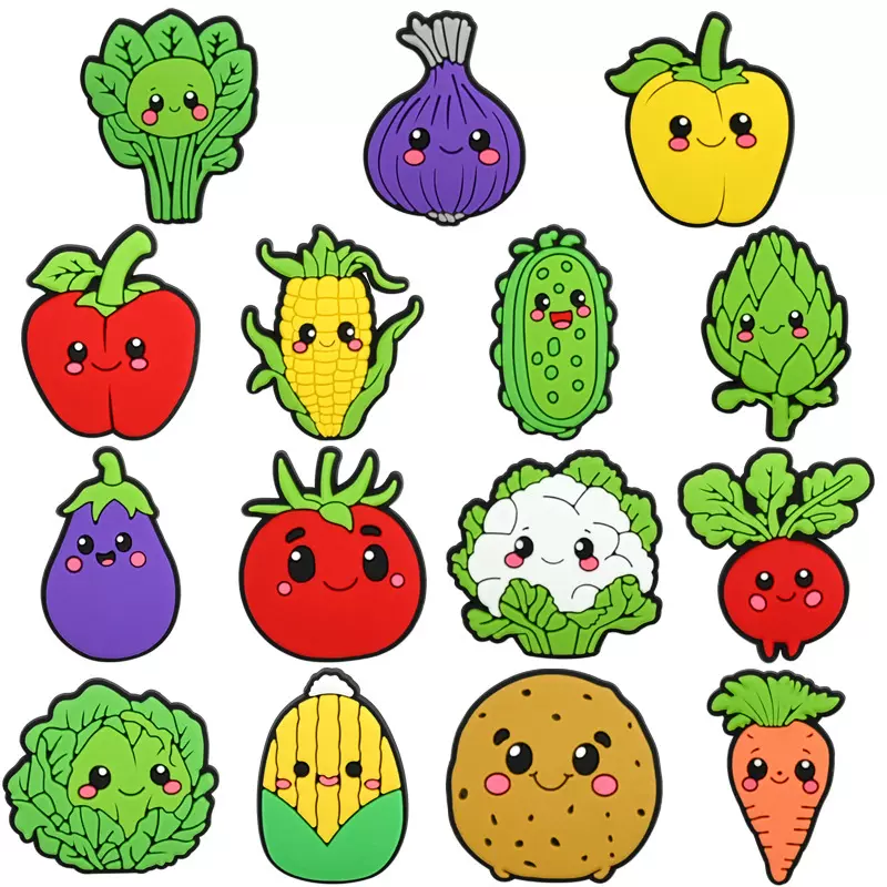 新品蔬菜鞋花卡通可爱鞋面装饰扣配件pvc软胶现货批发洞洞鞋配饰