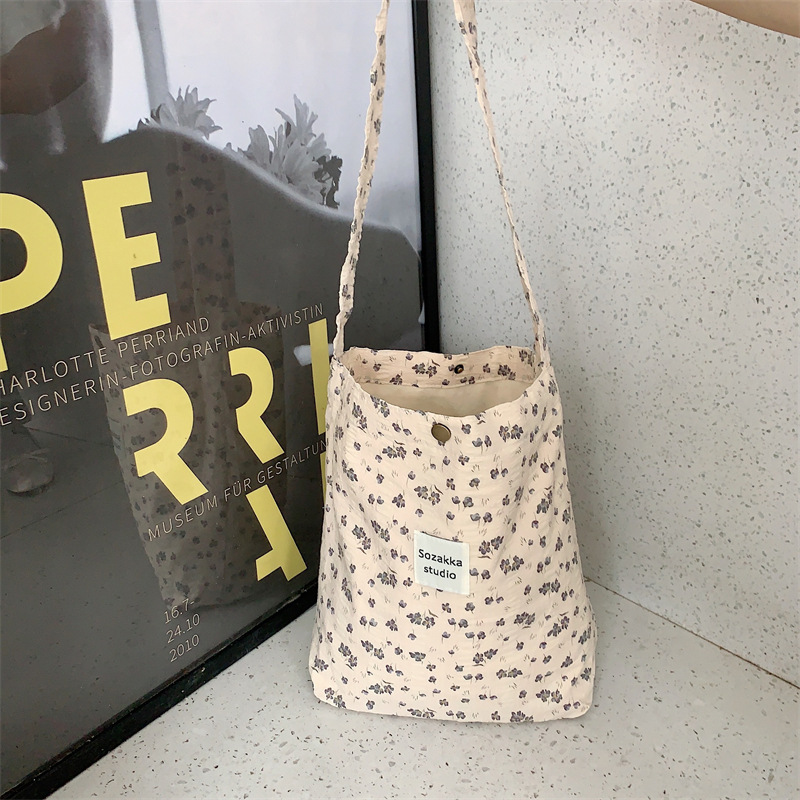 36251 Vintage floral canvas cosmetic bag, large-capacity handbag, women's single-shoulder crossbody bag, tote bag, underarm bag undefined