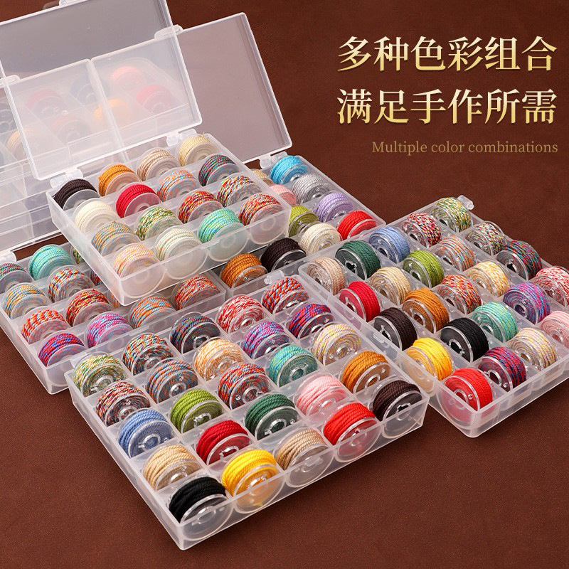 Xizang-Style Hand-Twisted Cotton Thread 36-Color Box Set for Braiding, Jewelry Making, Bracelets, and Vintage-Style Crafts