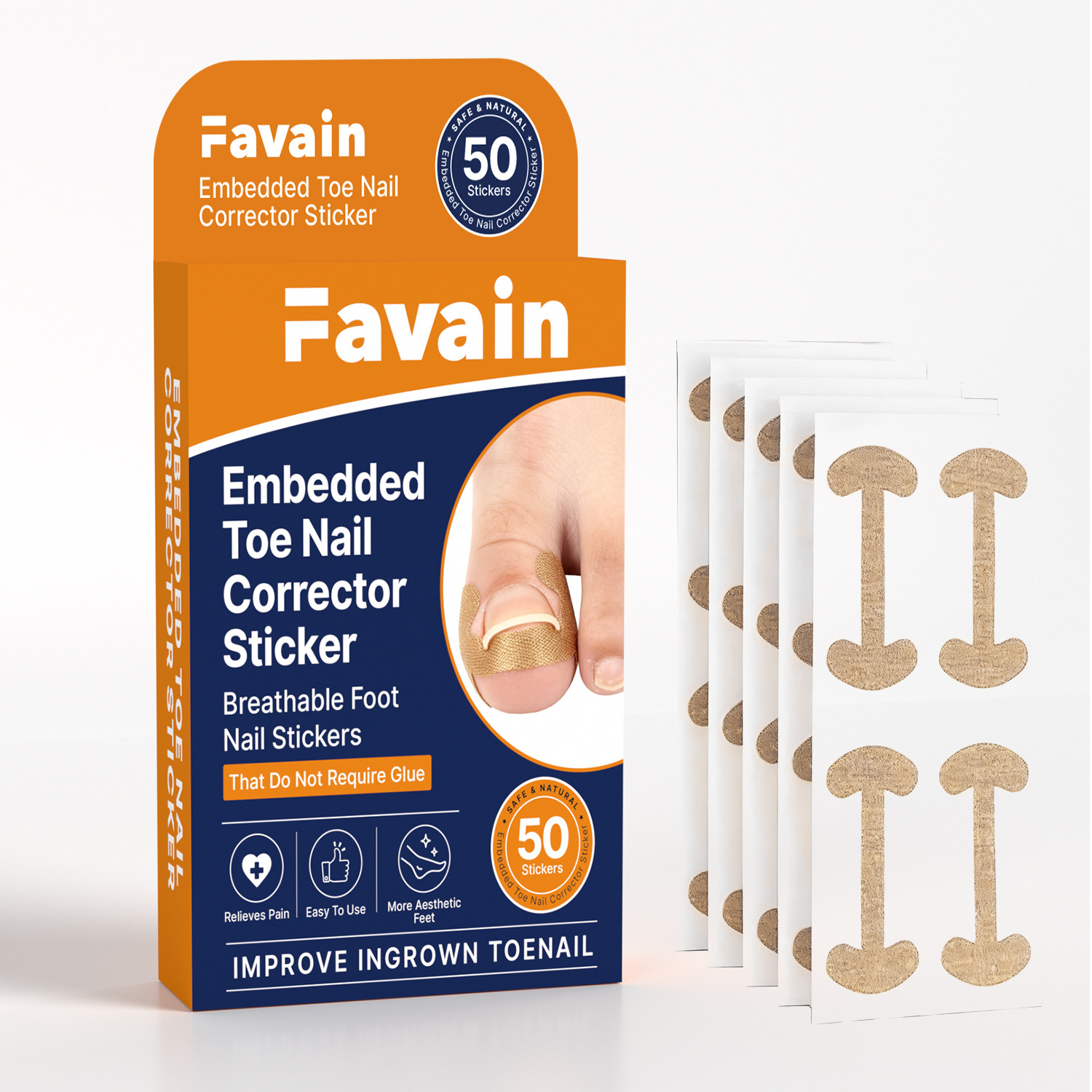 Favain Cross-Border Nail Correction Patch, Nail Patch, Nail Groove Ingrown Nail Corrector, Nail Correction Patch, Toe Patch