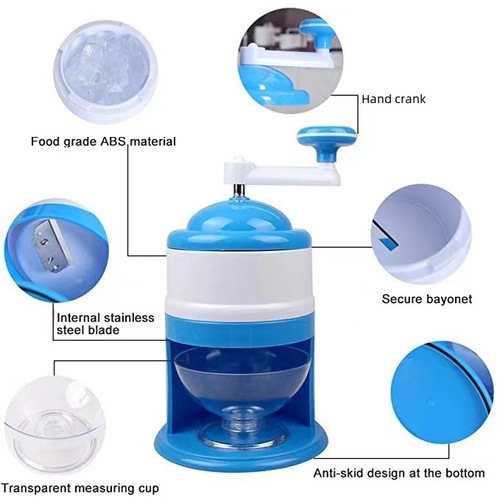 Home Small Ice Crusher Manual Fruit Smoothie Machine Hand Cranked Ice Shaver Crepe Ice Machine Hand Operated Ice Shredder