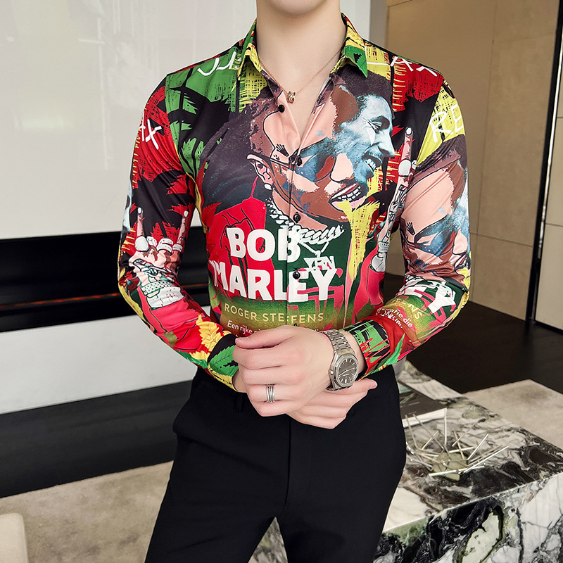 Comercio exterior transfronterizo Amazon nueva camisa europea y americana camisa popular camisa de manga larga impresa personalizada para hombres 2818