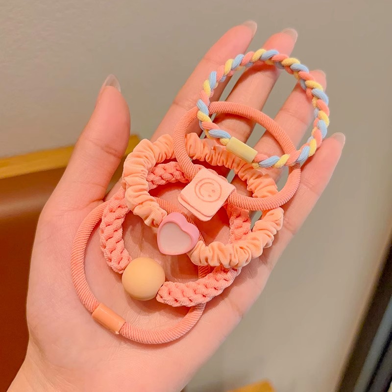 Niños lindos elásticos coreanos simple anillo de cabello cuerda de cabello de cabello de niña bola de cabello cuerda de cabello de cabello no daña cabello