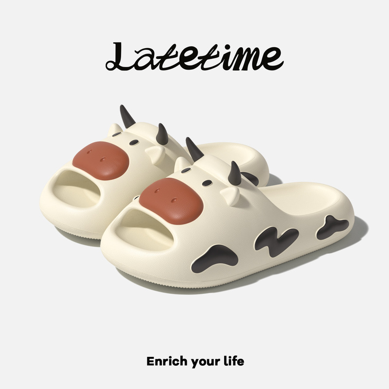 Cute Cartoon Cow Slippers for Women 2026 Summer New Style Indoor Home Soft-Soled Non-Slip Bathing Eva Slippers