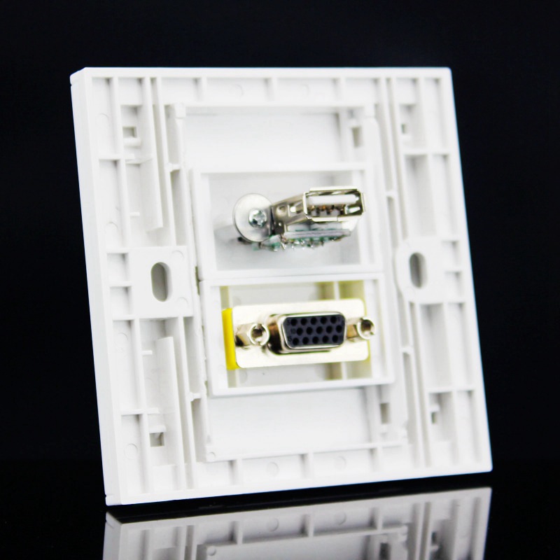 86型VGA直插加HDMI高清直插面板 多媒体投影仪电脑数据线墙壁插座
