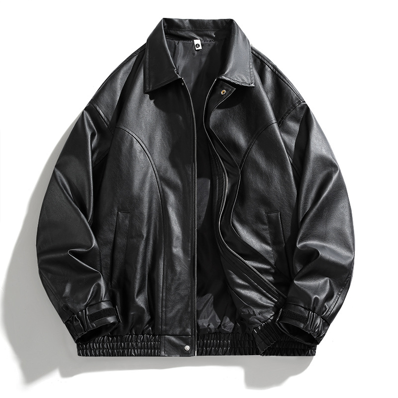 PU leather clothing youth trend 2025 jacket men's coat short leather clothing men's spring and autumn loose fried street trend