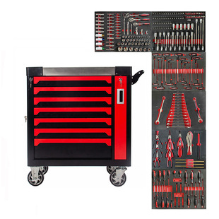 7-Drawer Tool Cart, Mobile Tool Storage Cabinet with 258-Piece Tool Set, Auto Repair Tool Set