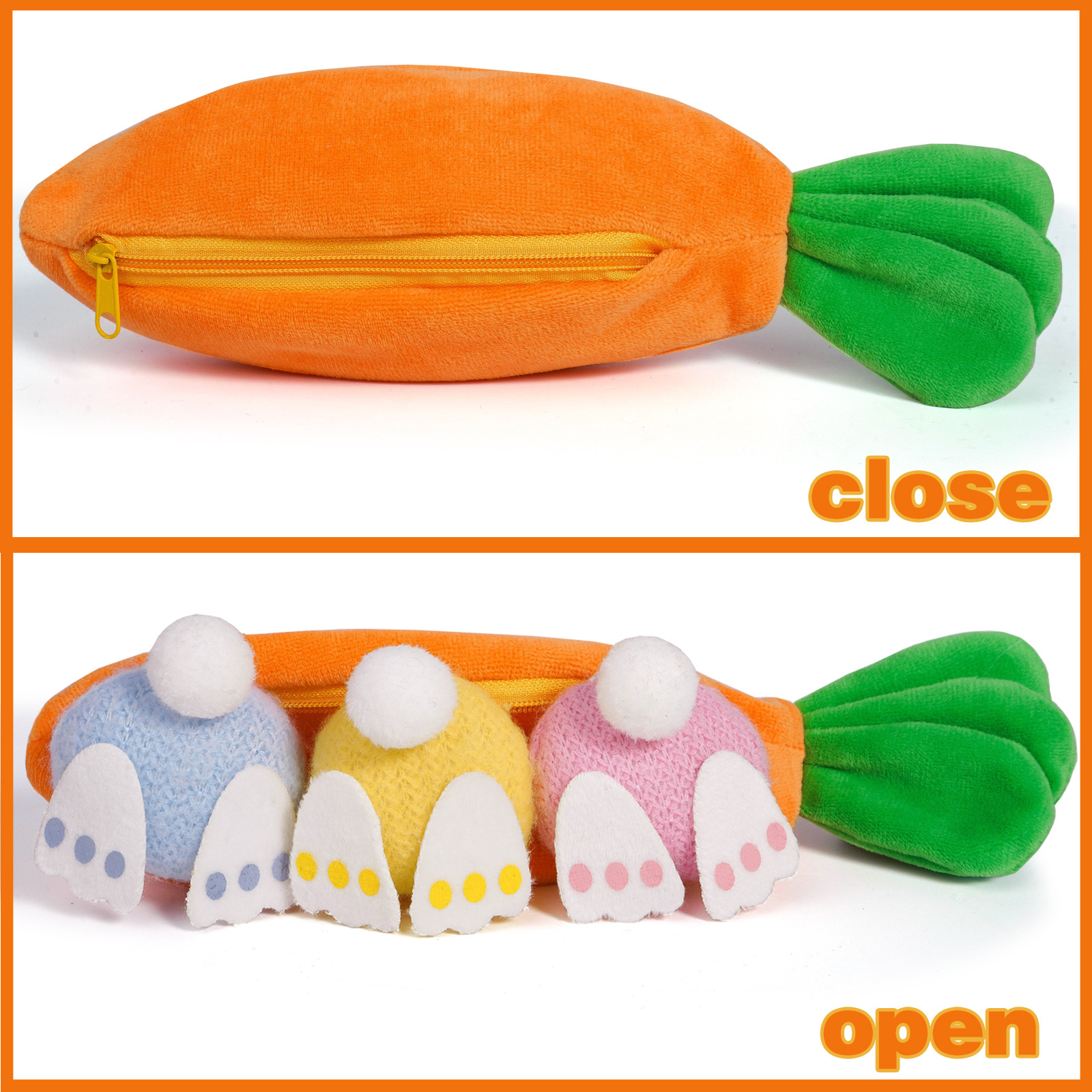 Pascua transfronteriza zipper creativa zanahoria conejo muñeca trasero decoraciones festivas decoraciones de mesa