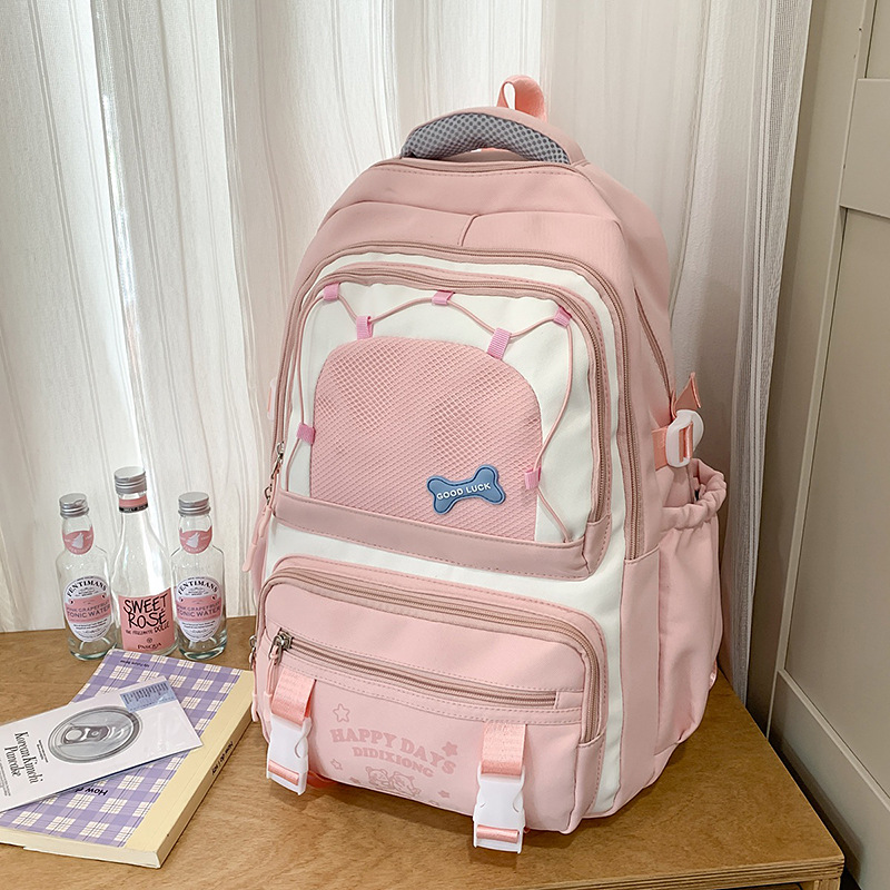 Mochila escolar de color de contraste lindo y fresco de alto valor para estudiantes de primaria y secundaria de grado 3-5