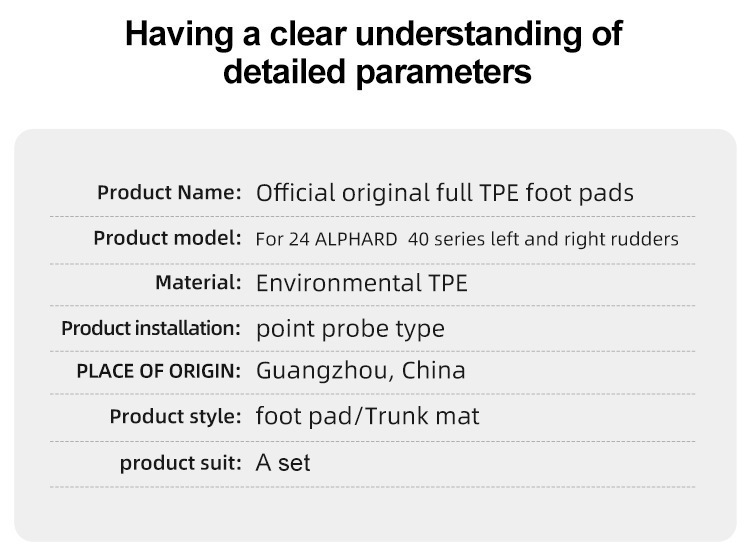 Suitable for 24 Alfa Alphard 40 Series Car Floor Mats Waterproof Tpe Floor Mats Trunk Mats Cross-Border