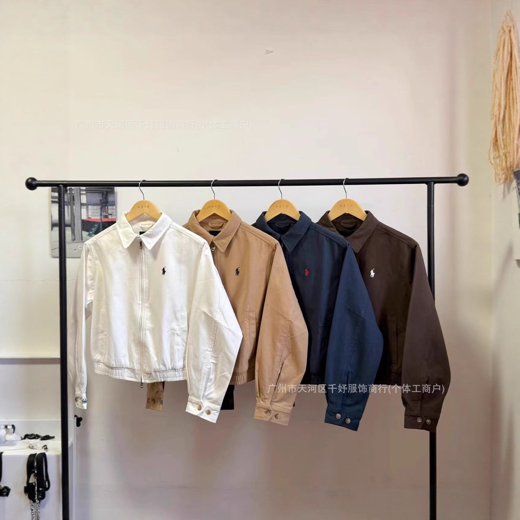 Rl Ralph Polo Embroidered Pony Logo Veteran-Style Jacket Harrington Short Autumn/Winter Coat for Women, Loose Fit