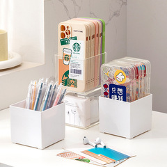 Desk phone case memo transparent storage box plastic large capacity data cable earphone mini wall-mounted storage box