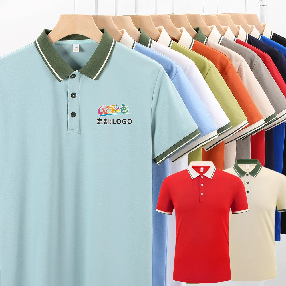 Рубашка поло с индивидуальным логотипом на лацкане и контрастной цветной рекламной футболкой с контрастной строчкой, рабочая одежда, производитель рабочей одежды, оптовая продажа