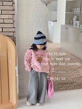 橙樂2022冬 韓版童裝INS風印花衛衣 兒童加絨套頭小熊衛衣