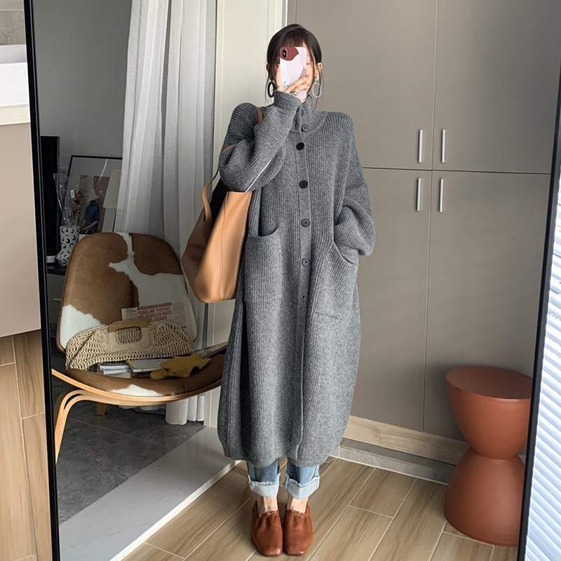 Autumn and Winter Women's New Design Sense Thickened All-match Loose Elegant Lazy Coat Long Sweater Cardigan Women Autumn and Winter Women's New Design Sense Thickened All-match Loose Elegant Lazy Coat Long Sweater Cardigan Women
