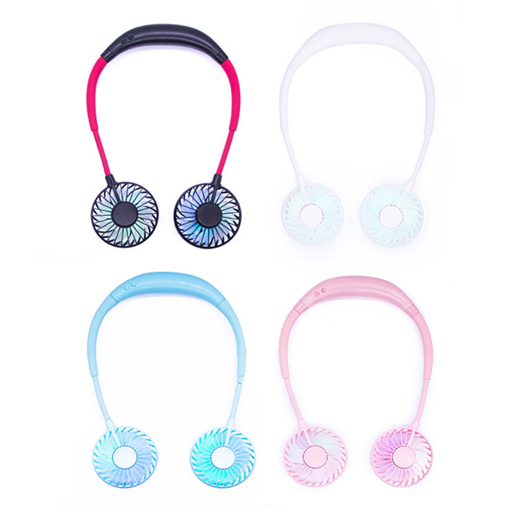 Net Red halter Fan portable charge Mini student Mute Lazy man Three generations halter Fan wholesale