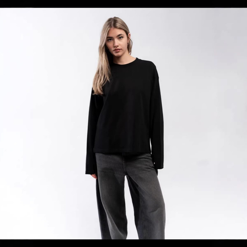 Skims Round Neck Pullover Printed Long-Sleeved T-Shirt Women's Autumn Cotton Top 2025 New Loose Inner Layering Shirt Y2K Skims Round Neck Pullover Printed Long-Sleeved T-Shirt Women's Autumn Cotton Top 2025 New Loose Inner Layering Shirt Y2K