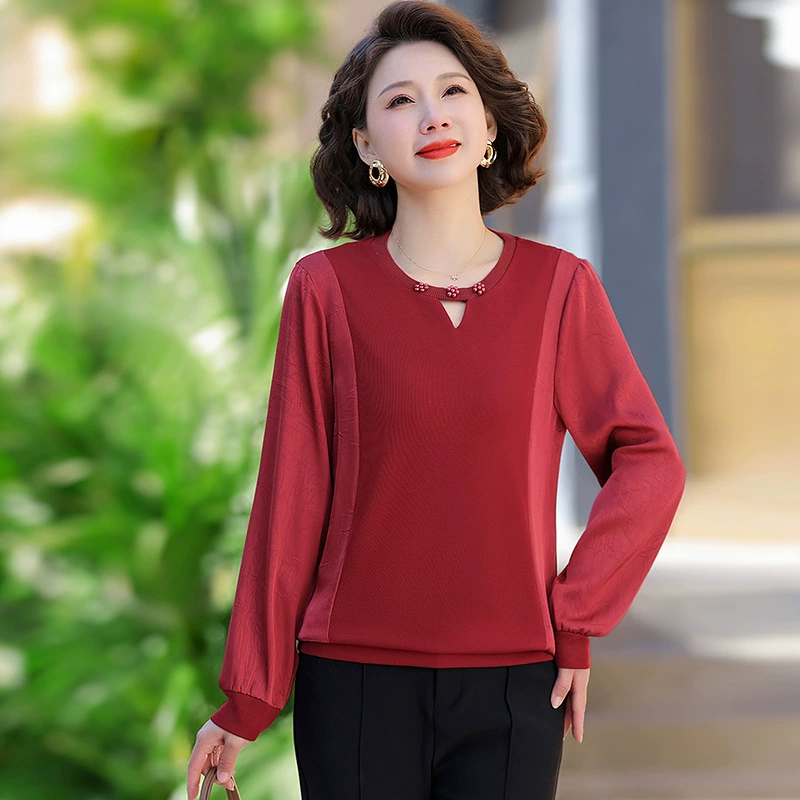 Новый китайский стиль национальный стиль с пуговицами трикотажный свитер женский 2025 весна и осень новый стиль с длинными рукавами модный нижний блузок