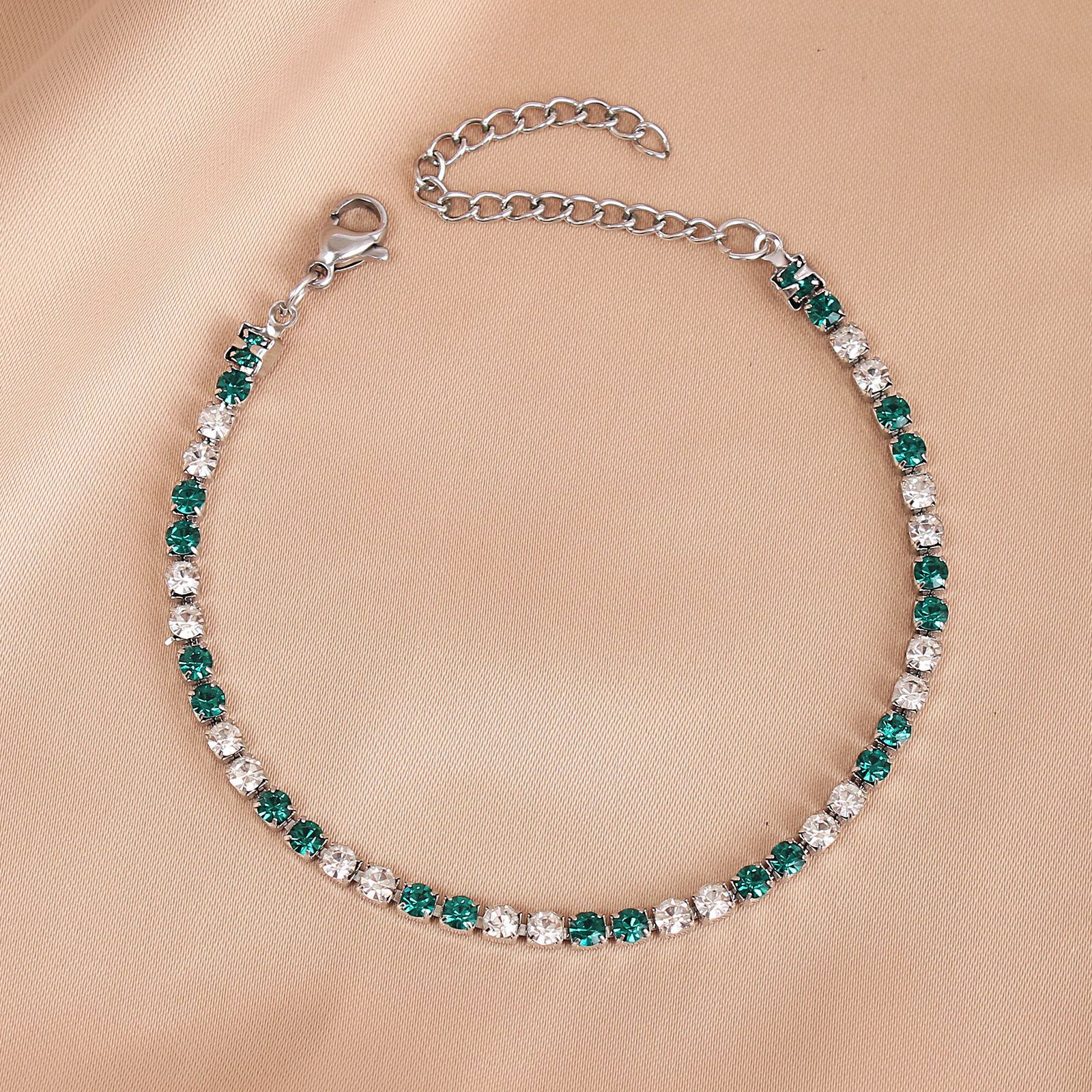 6g Weight Glass Inlay Material Modern Style Geometric Stainless Steel Handmade Inlay Artificial Gemstones Bracelets Necklace