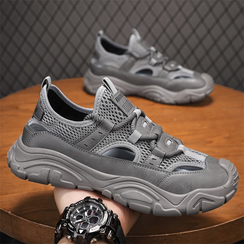 Zapatos de hombre Baotou verano 2025 nuevos zapatos deportivos al aire libre huecos y transpirables para hombres sandalias de vadeo casuales para hombres