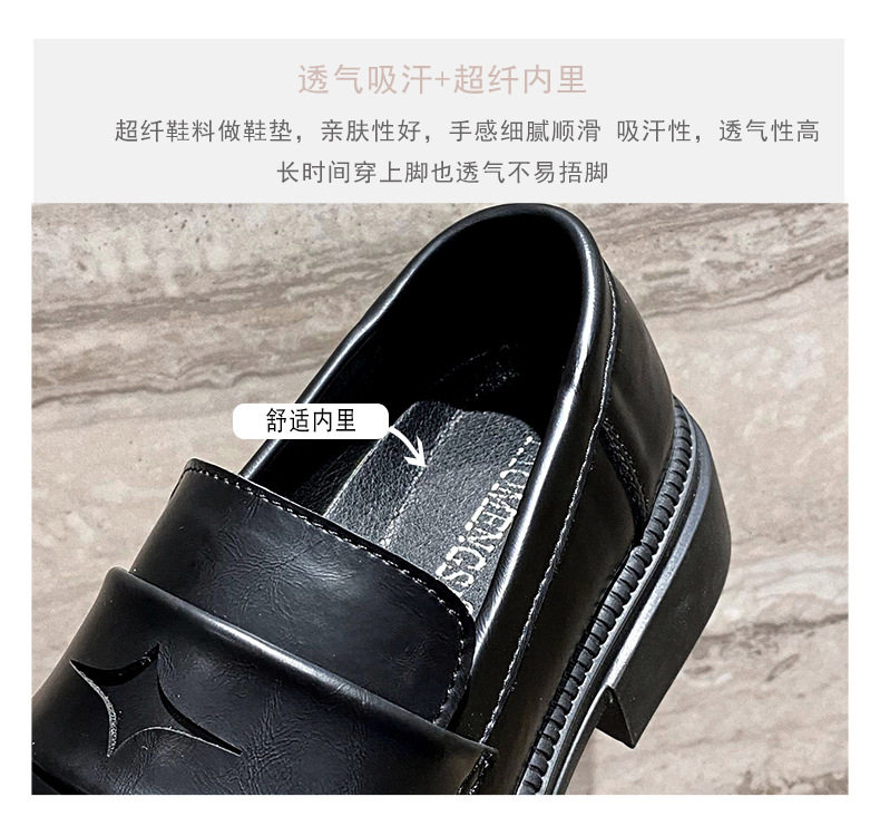 Giày lười nữ đế dày kiểu Anh cổ thấp mũi tròn gót thô 3-5 cm — Màu nâu, Màu đen chi tiết 10