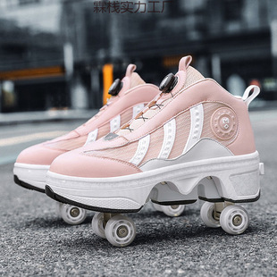 1 heelloo shoes winter 6 to 12 years old domineering four-way roller skates children deformation roller skates automatic contraction