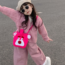 儿童卡通可爱小熊毛线包小女孩单肩斜挎包秋冬针织包成品儿童包包