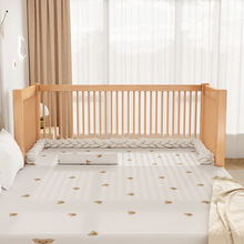 榉木拼接大床可调节高度婴儿床加宽床边床宝宝男孩实木小床儿童床