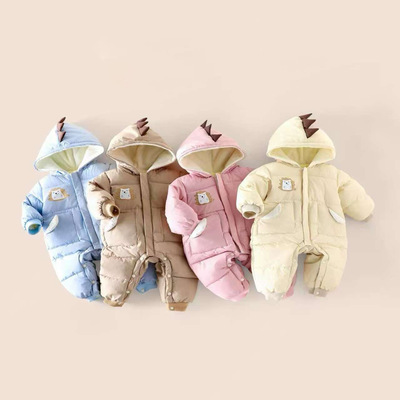 Мультяшный детский утепленный пуховик для раннего возраста для новорожденных подходит для мужчин и женщин для девочек