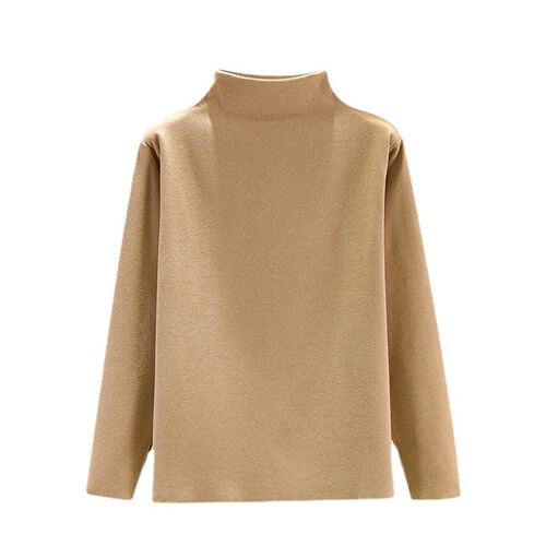  winter Korean style slim warm half-high-collar long-sleeved bottomed shirt for women's casual large-size German velvet T-shirt can be worn outside
