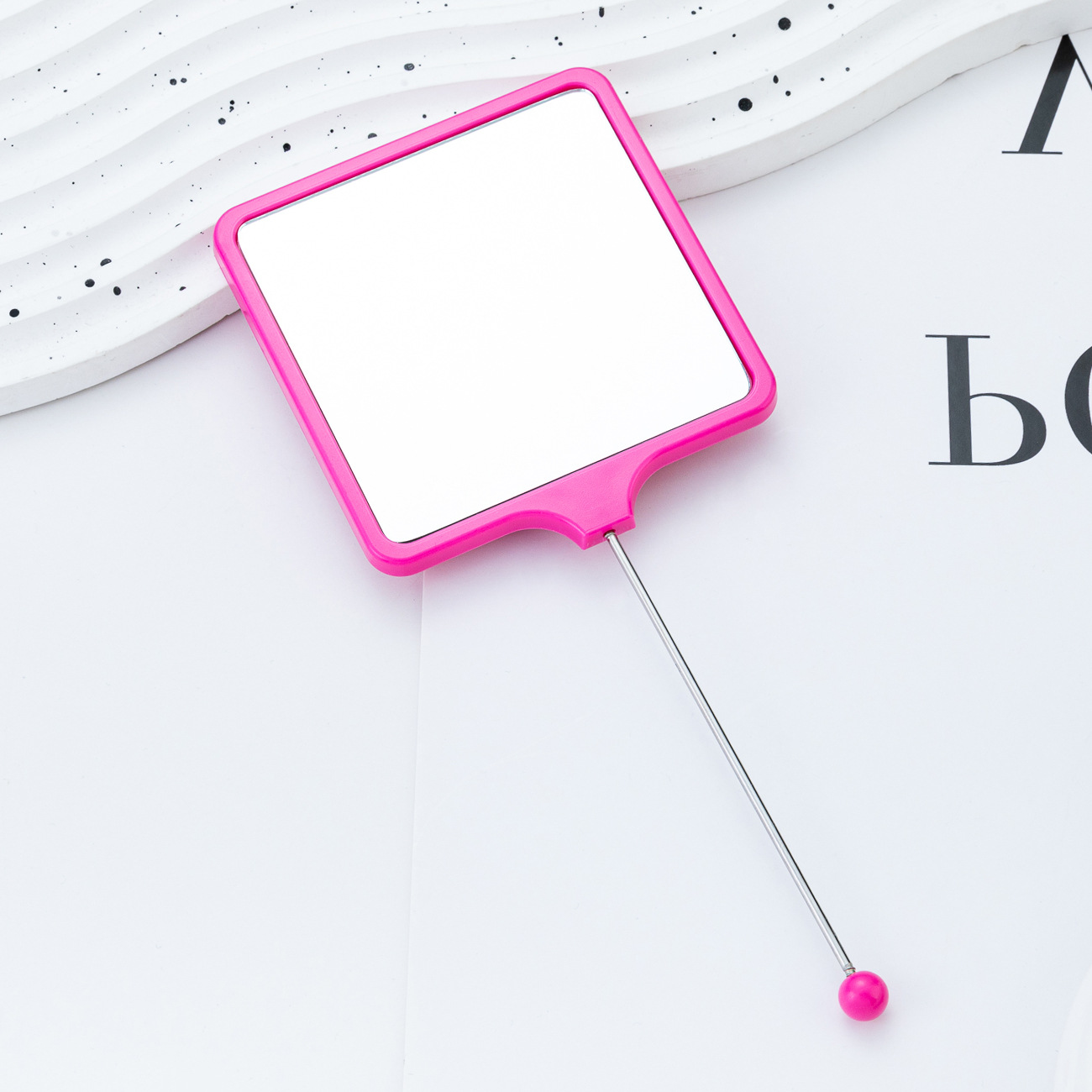 Espejo pequeño de bricolaje cuadrado multicolor, espejo portátil de alta definición, espejo de mano, mango especial para niñas, espejo de maquillaje